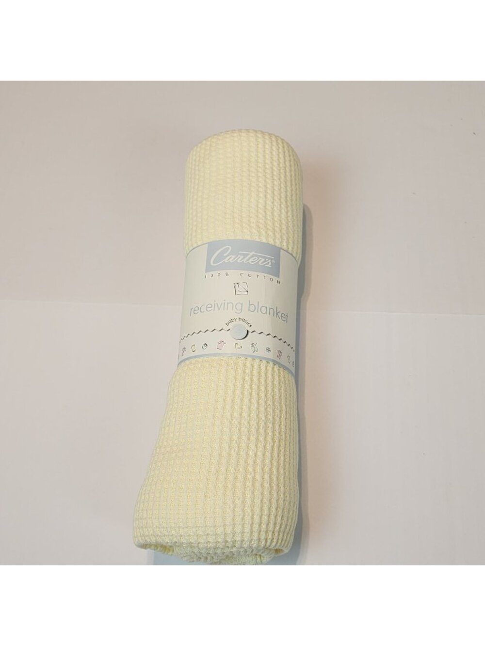 Vtg Carter's yellow thermal waffle weave receiving baby blanket New 30 x 40